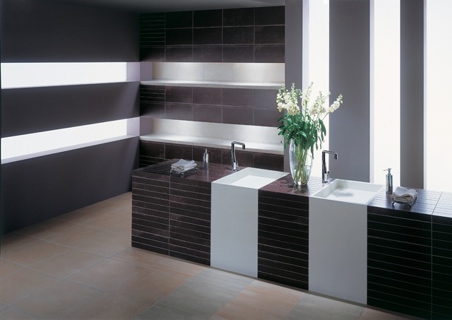 azulejos para baños diseño moderno flores luminarias