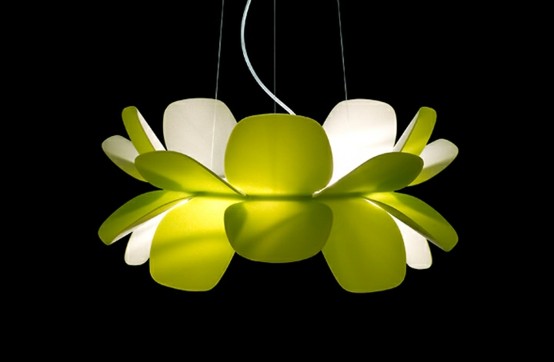 flor colgante lampara verde