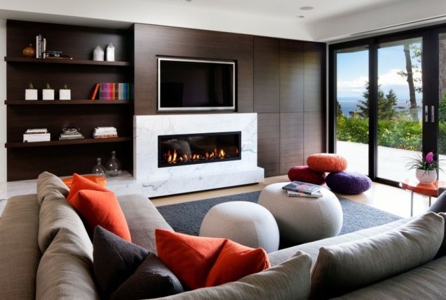 ideas modernas muebles pared madera marron