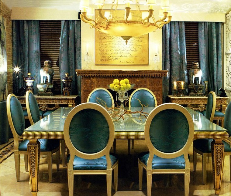 Decoración de interiores y color azul en comedores. Comedores en color turquesa