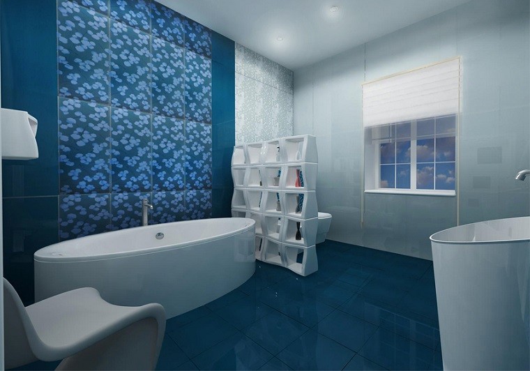 Baños azulejos azules ~ dikidu.com Baños azul con blanco y cenefa