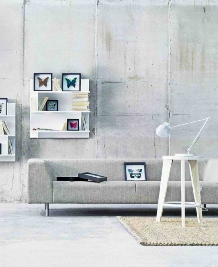 estilo minimalista sofa mariposas estantes