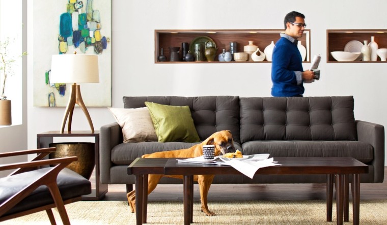 Sala de estar para apartamento de soltero, todo un lujo Pisos para comedores y livings modernos