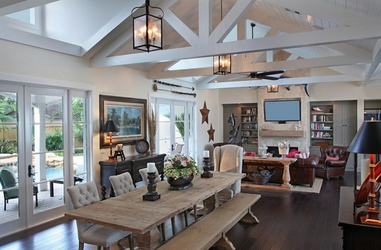 Muebles rústicos para el salón moderno Imagenes de living comedor rusticos