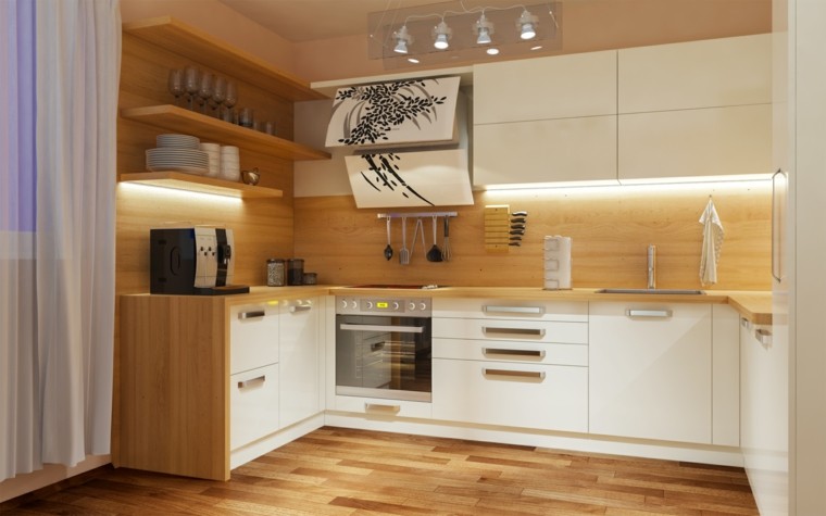 Blanco y madera cincuenta ideas para decorar tu cocina Cocinas integrales de madera pequeñas