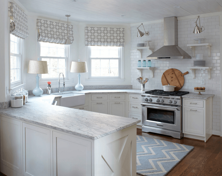 Cocinas blancas con muebles de madera muy modernas Ventanas de cocina