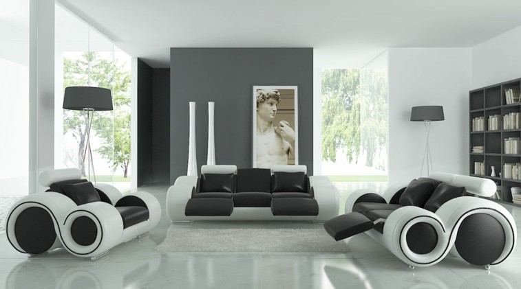 Decorar salas de estar en blanco y negro, ¿se atreve? Diseño Sala Escuadra En