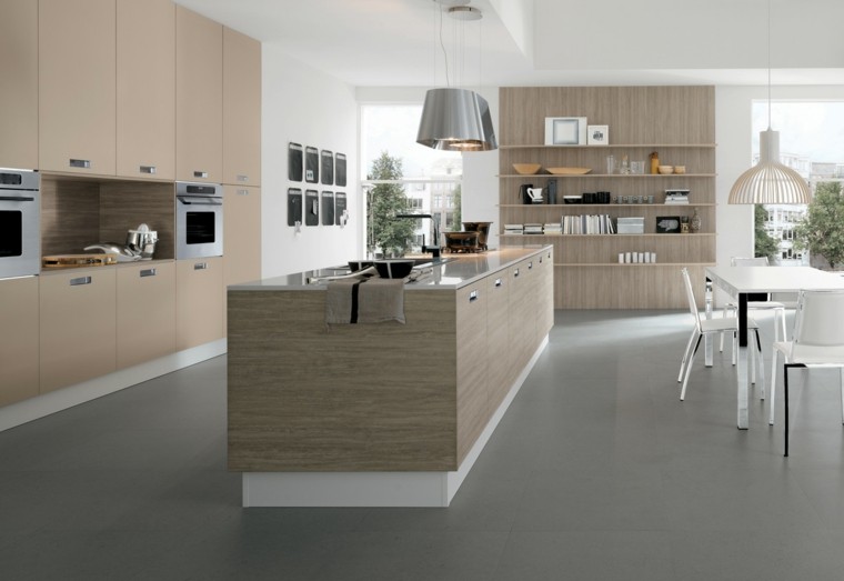Blanco y madera cincuenta ideas para decorar tu cocina Imagenes de cocinas integrales de concreto con madera