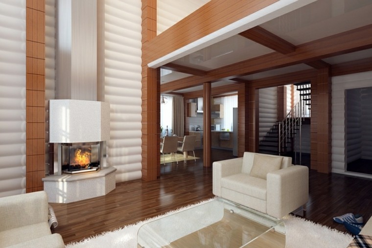 Interiores modernos 65 ideas para la decoración Madera Sala De inspiraciones