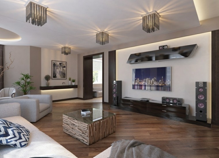 Interiores modernos 65 ideas para la decoración Lamparas para living comedor modernas