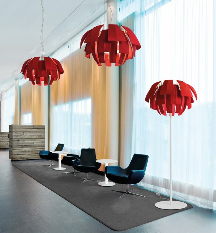 Lámparas de techo ideas modernas para el interior Lampara techo gris rojo