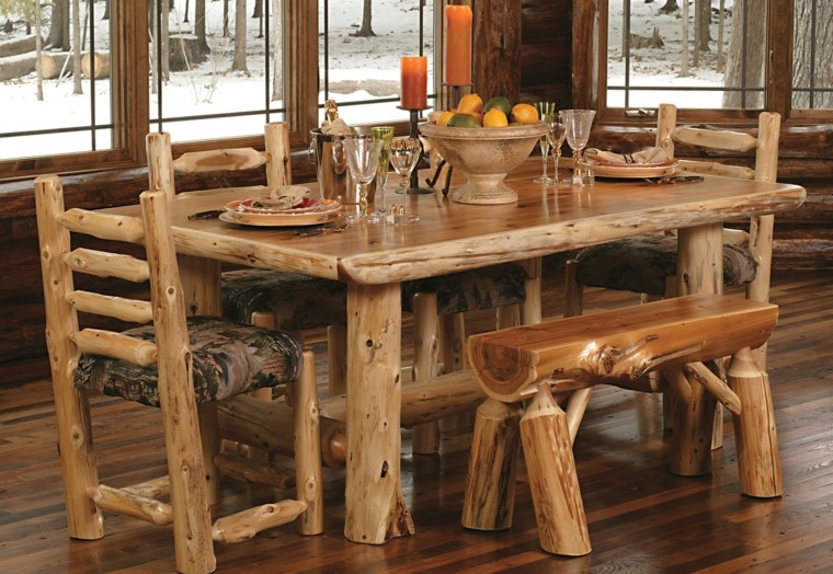 Muebles rusticos, aires campestres para todo espacio. Decoracion contemporanea con mesas tronco