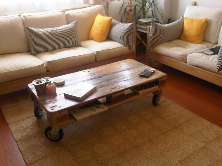 Muebles hechos con palets de madera, cincuenta ideas Mesas de centro de madera para sala rusticas