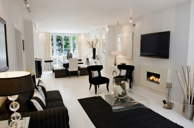 Decorar salas de estar en blanco y negro, ¿se atreve?