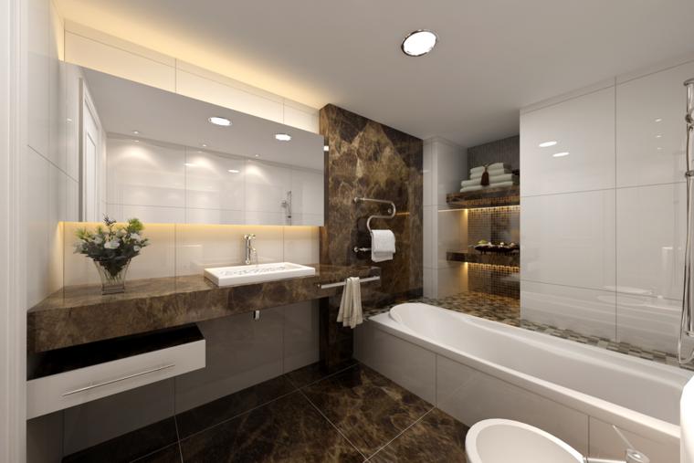 Diseño de baños modernos 60 ideas fantásticas Baños modernos marmol travertino