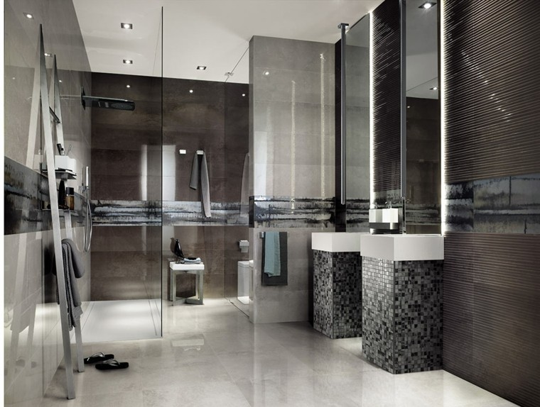 Azulejos para baños modernos cien ideas geniales Cenefas para azulejos baño