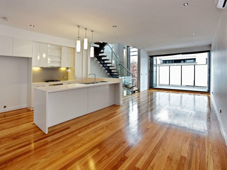 Diseño de cocinas modernas 100 ejemplos geniales Imagenes de cocinas integrales de concreto con madera