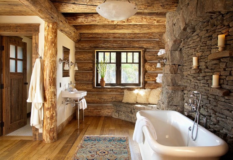 Diseño baños rusticos y creatividad 50 ideas increÃbles. Muebles de madera rusticos con troncos