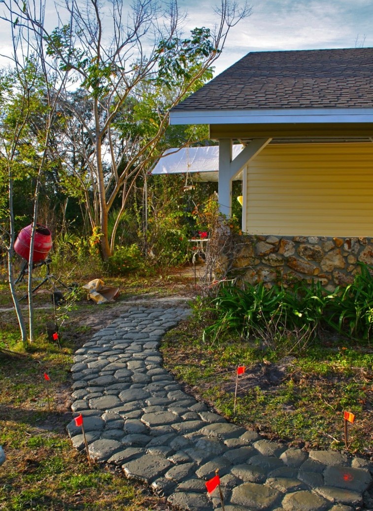 Senderos y caminos de piedra para el jardÃn De Ideas Concreto banqueta