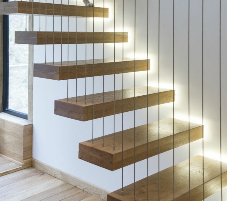 Escalera flotante 50 diseños que no te puedes perder. Como bajar un techo con madera