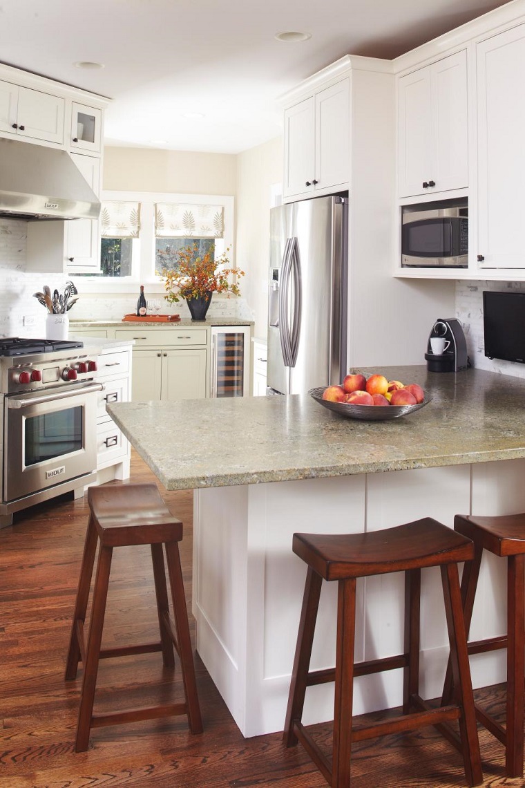Cocinas pequeñas 50 ideas que impresionan Diseño muebles cocina con repisa