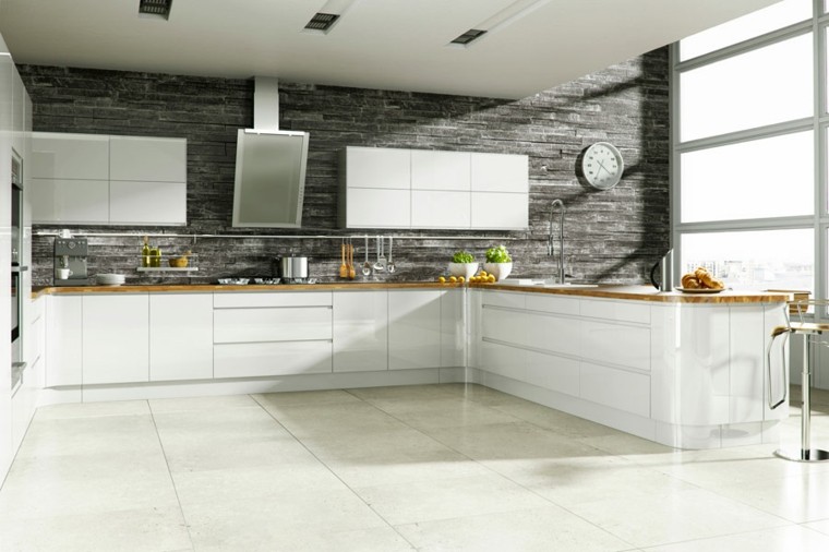 Cocinas blancas de diseño moderno 50 ejemplos Imagenes de cocinas gris y blanca
