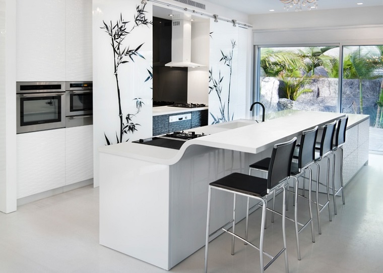 Cocinas modernas con isla: 100 ideas impresionantes Cocina con isla central y comedor