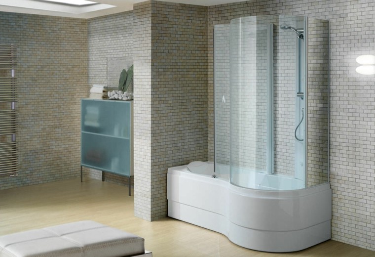 Bañera con ducha, 50 variantes de diseño para combinarlas.