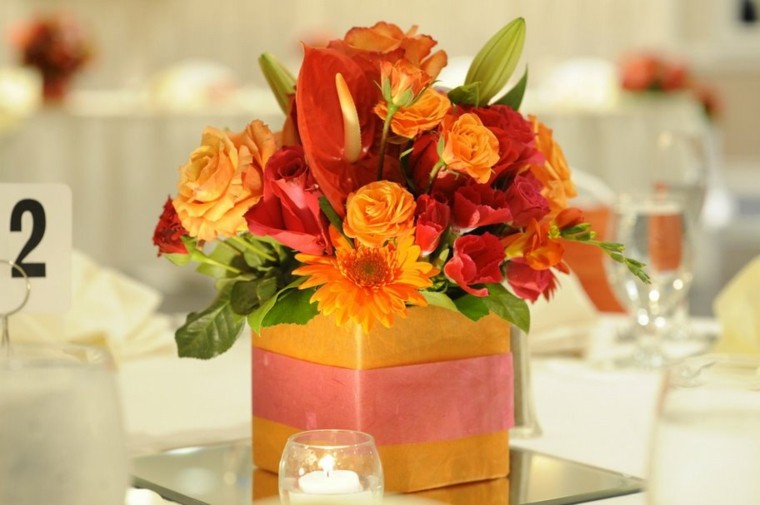 Paisajes de otoño para decorar la mesa 50 ideas Ramas secas con flores