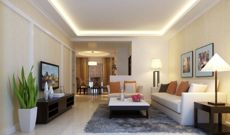 Techos modernos con luces led integradas 50 ideas Comedor Iluminacion diseño