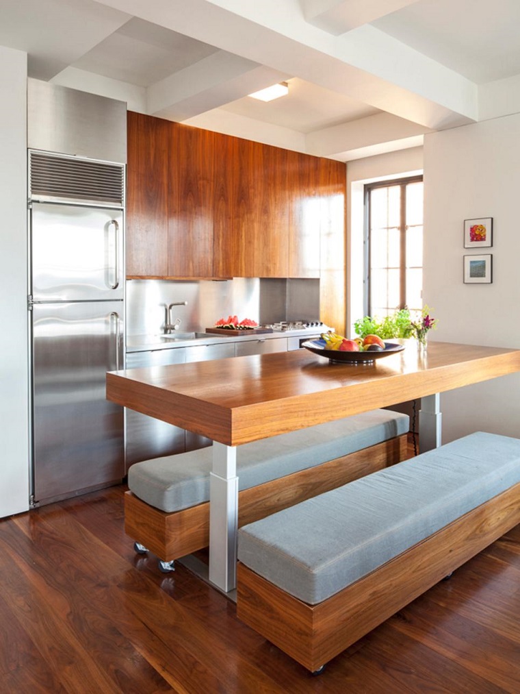 Cocinas pequeñas 50 ideas que impresionan Comedor y cocina americana
