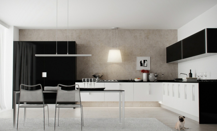 Cocinas blancas y negras 50 ideas geniales a considerar. Cocinas con tope de granito negro