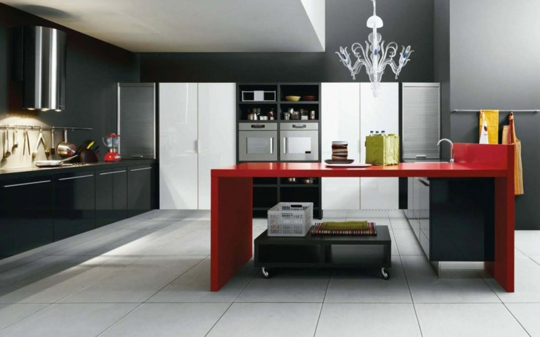 Cocinas modernas con isla: 100 ideas impresionantes Cocinas con tope de granito negro