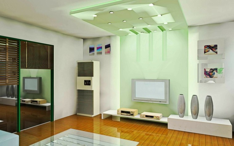 Sala de estar moderna de estilo minimalista 100 ideas Muebles de tablaroca para tv