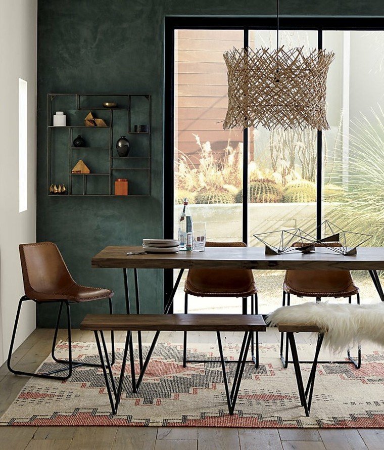 mesa y bancos para el comedor al estilo boho moderno decoracion muebles comedor estilo boho madera ideas