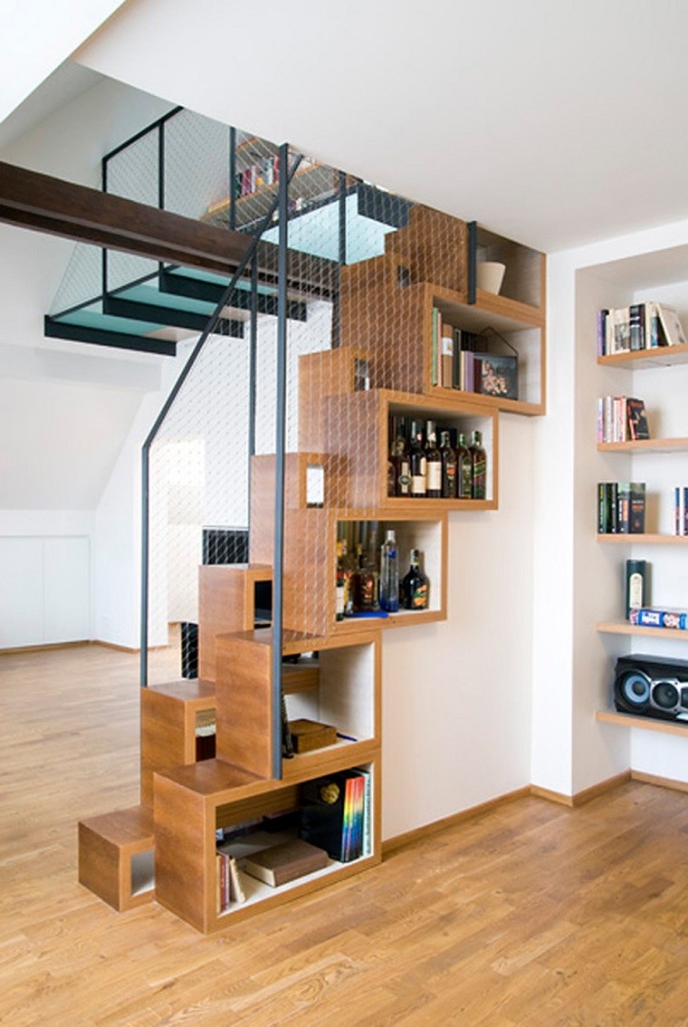 Decorar escaleras con estilo 50 ideas Diseño muebles cocina con repisa
