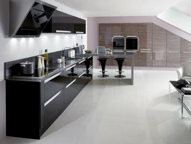 Cocinas blancas y negras 50 ideas geniales a considerar. Cocinas con tope de granito negro
