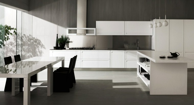 Cocinas modernas con isla: 100 ideas impresionantes Mesa de creativo White cocina