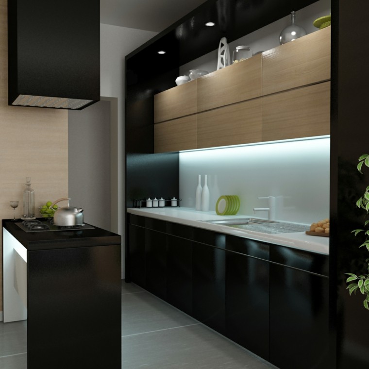 Cocinas blancas y negras 50 ideas geniales a considerar. Cocinas integrales rojo blanco negro