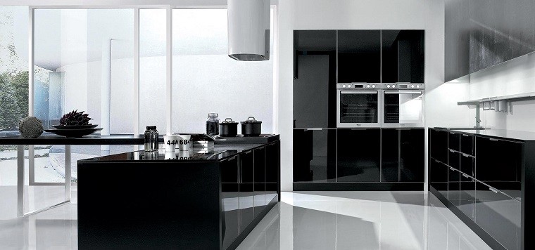 Cocinas blancas y negras 50 ideas geniales a considerar. Mesones en porcelanato de cocina
