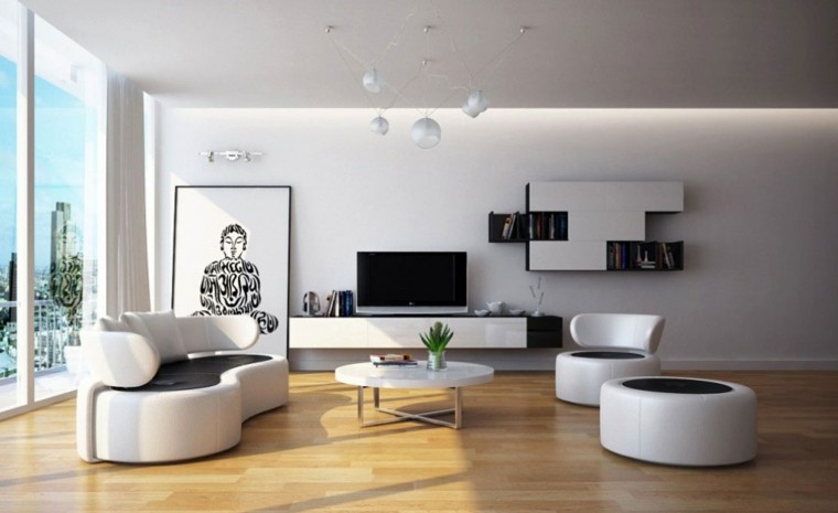 Sala de estar moderna de estilo minimalista 100 ideas