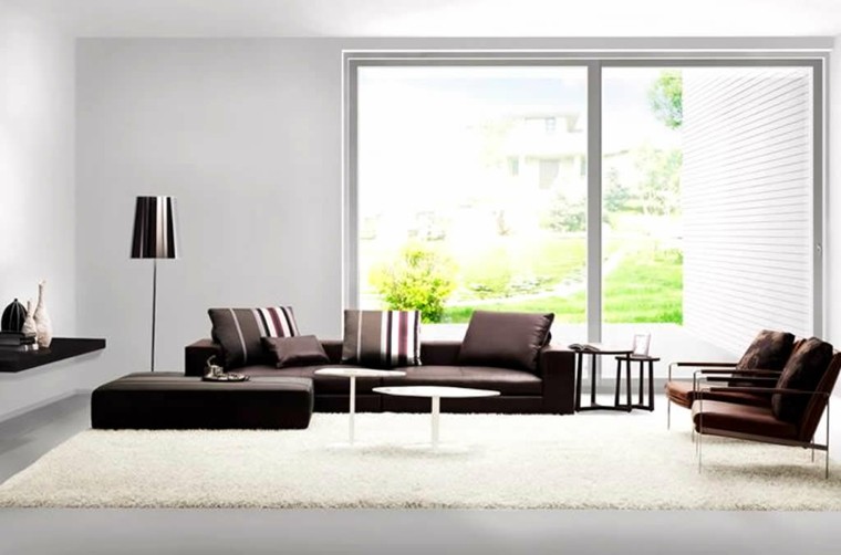 Ideas para decorar una casa cien ejemplos Salon marron y blanco
