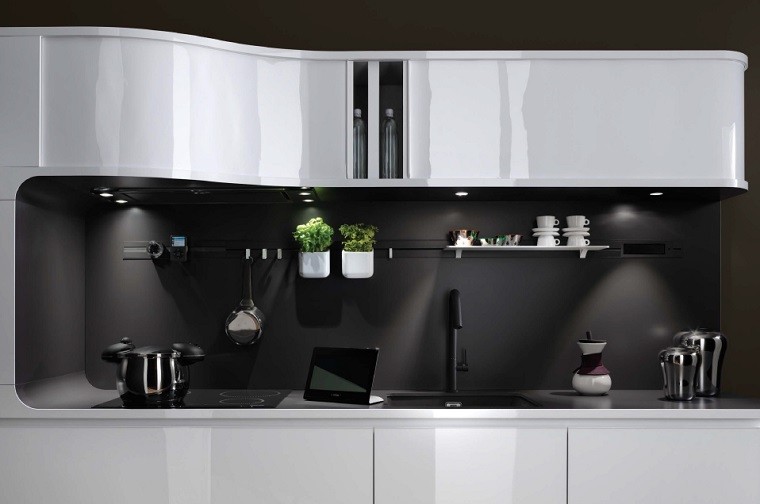 Cocinas blancas y negras 50 ideas geniales a considerar. Cocinas integrales rojo blanco negro