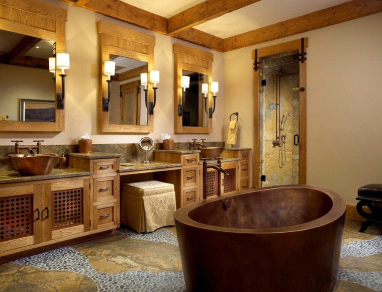 Cuartos de baño rusticos 50 ideas con madera y piedra
