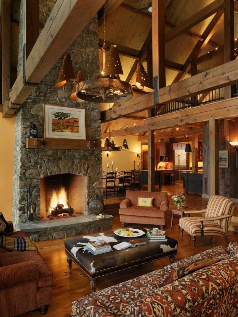 Chimeneas diseño rustico, ideas para entrar en calor. Creativo cabaña Interiores