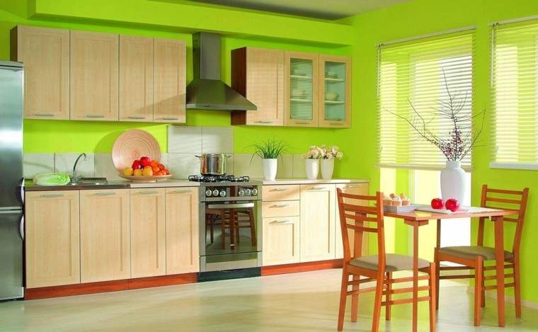 Cocinas pintadas con los colores de moda 50 ideas Los mejores diseños de enchape con cenefa para cocina en una cocina integral