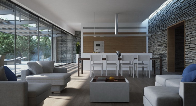 Diseño cocinas abiertas al salón prácticas y funcionales Cocina en l con isla abierta al recibidor