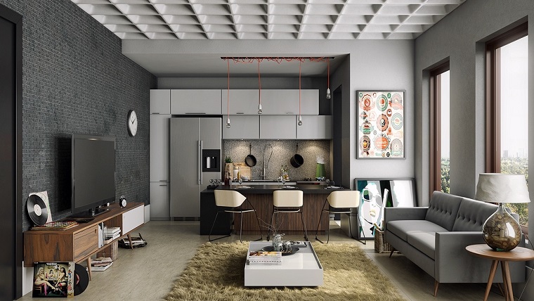 Diseño cocinas abiertas al salón prácticas y funcionales Cocina separada salon cristal