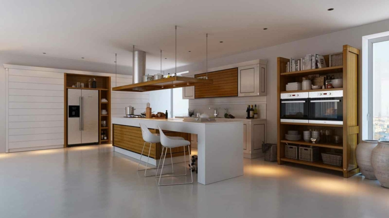 Color blanco y madera de roble para las cocinas modernas Cocinas de madera