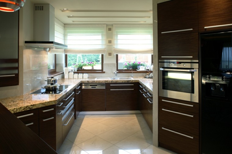 Cocina moderna en forma de u: 50 ideas ultra originales Ventanas de cocina